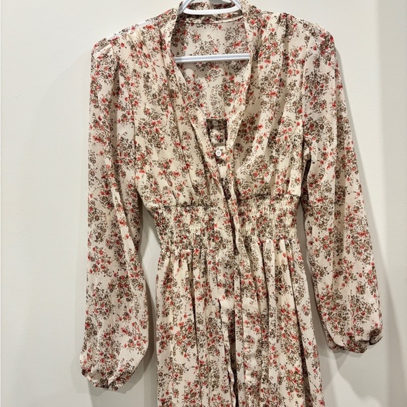 Vintage Cream and Pink Bishop Sleeve Sundress - Picture 7 of 12